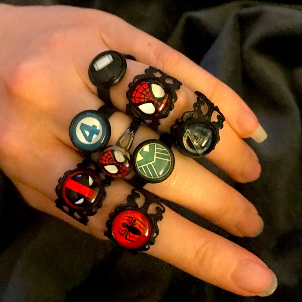 ❤️ 3/$25 Your pick! Handmade superhero metal black plated rings gift ooak